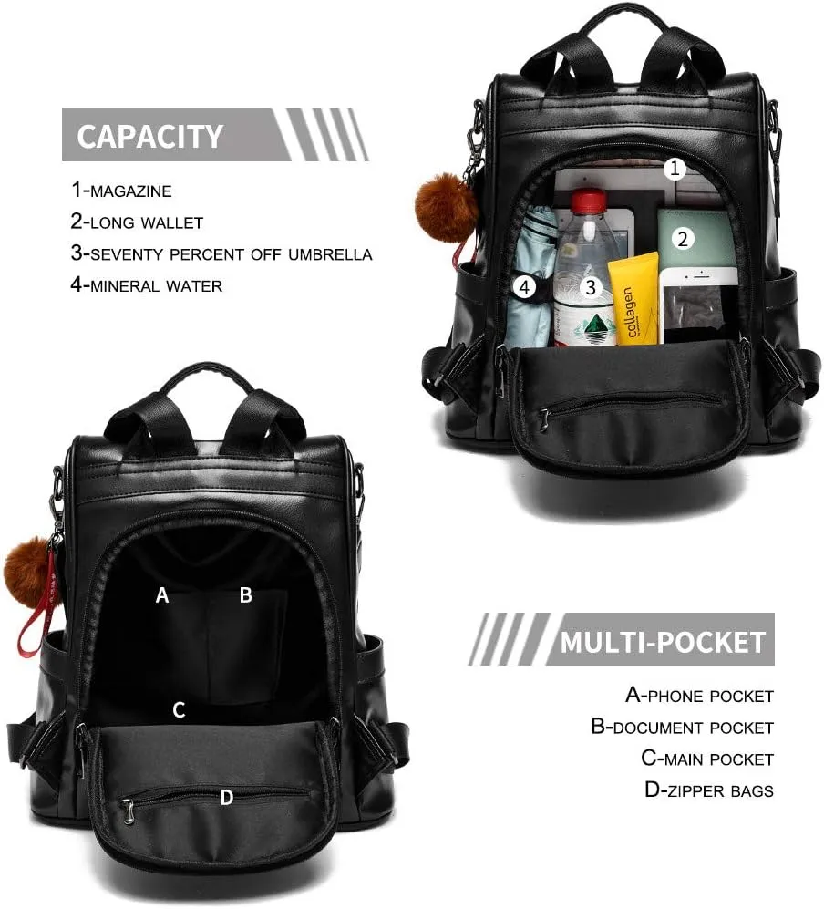 CHERUTY Women Backpack Purse PU Leather Anti-theft Casual Shoulder Bag Fashion Ladies Satchel Bags