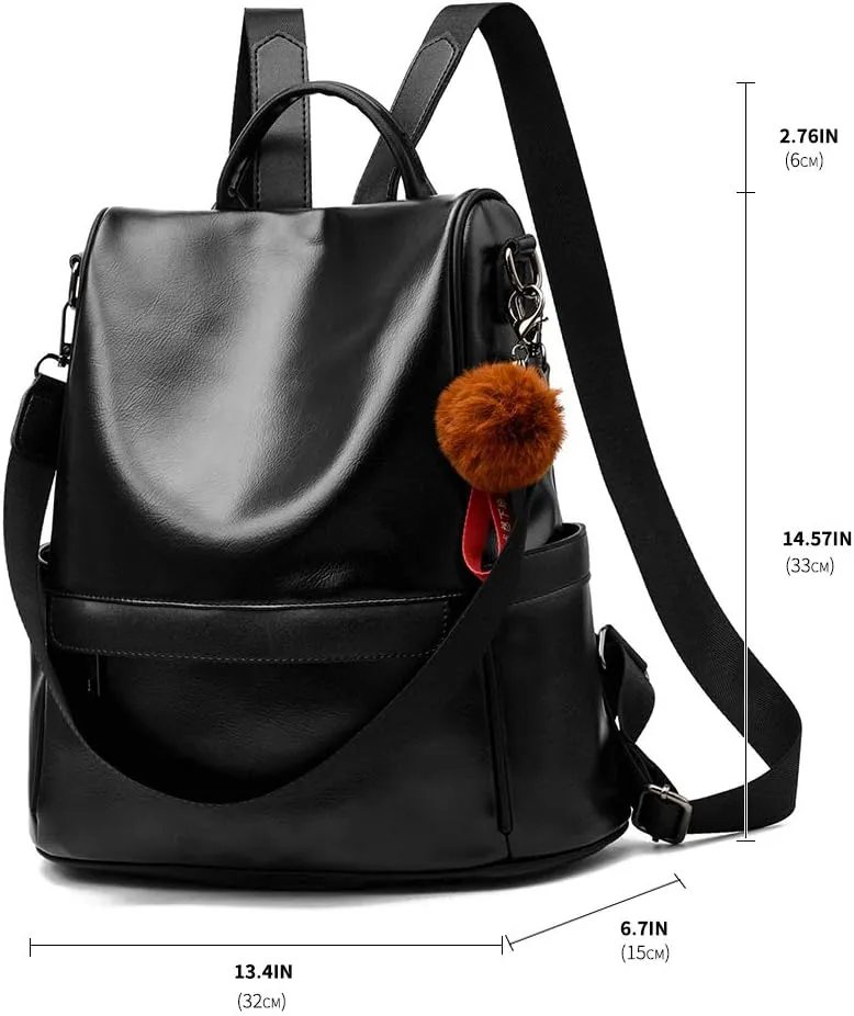 CHERUTY Women Backpack Purse PU Leather Anti-theft Casual Shoulder Bag Fashion Ladies Satchel Bags