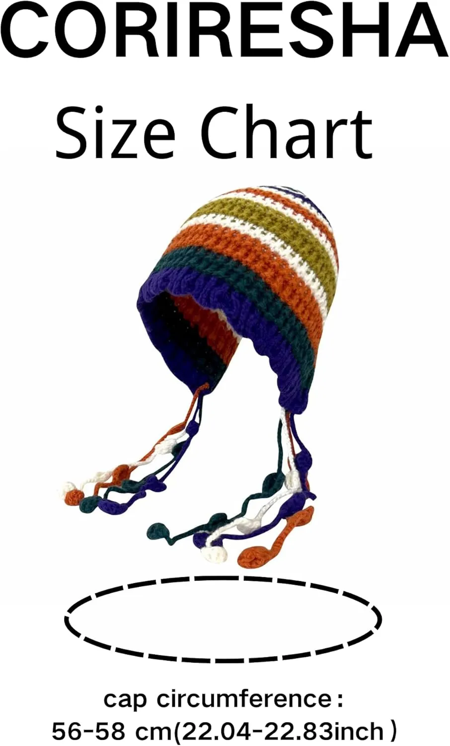 CORIRESHA Women's Colorful Handmade Crochet Beanie Tassel Ear Flaps Knit Hat with Pom Pom