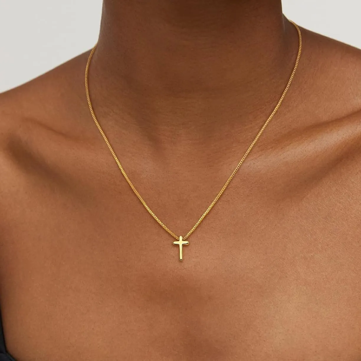 Cross Layered Necklaces for Women - 14K Gold/Sterling Silver Plated Cross Pendant Simple Satellite Chain Dainty Small Choker Sideways Necklace Jewelry Trendy Gift