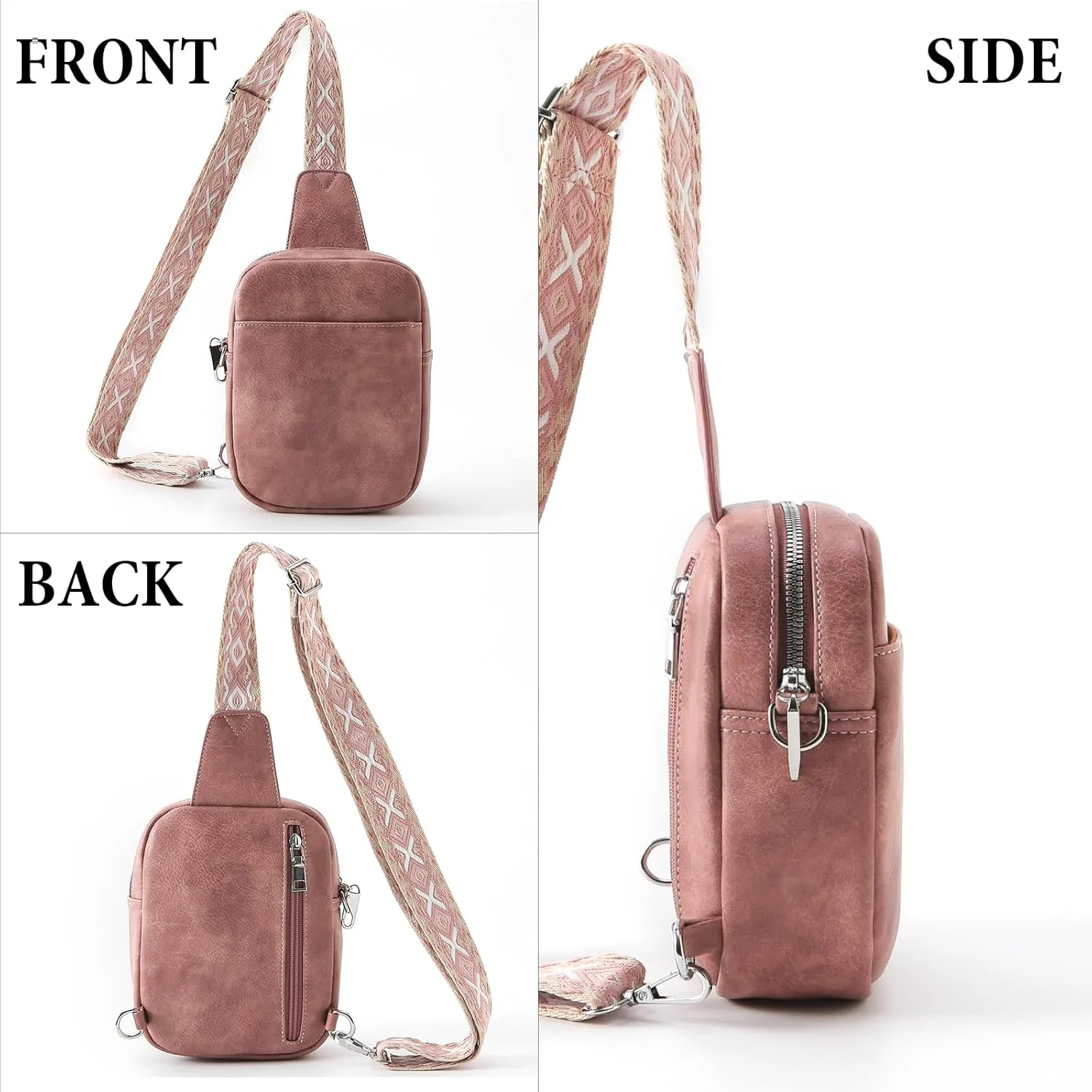 Crossbody Sling Bag for Women Man Anti Theft Vegan Leather Bag Anti Pickpocket Zipper Clip RFID Blocking Chest Bags