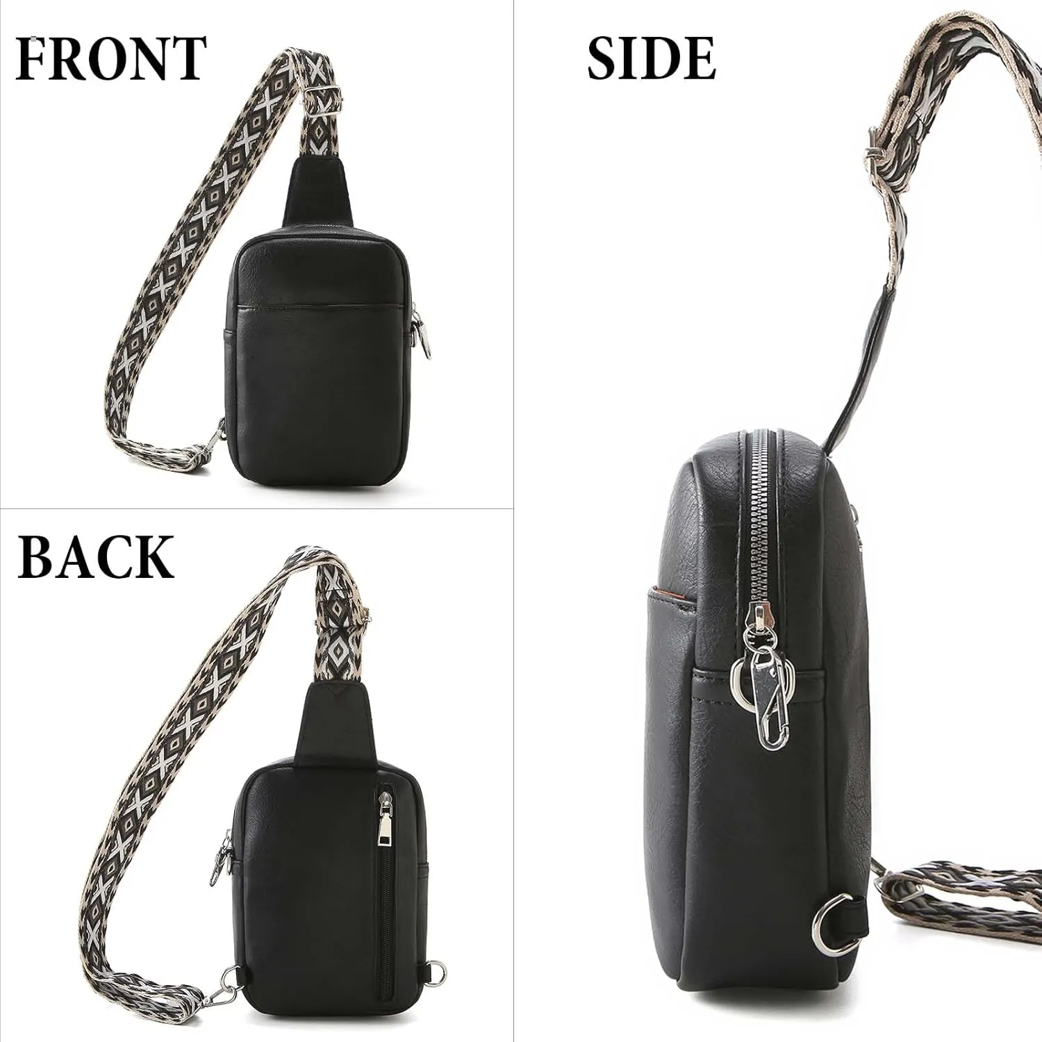 Crossbody Sling Bag for Women Man Anti Theft Vegan Leather Bag Anti Pickpocket Zipper Clip RFID Blocking Chest Bags