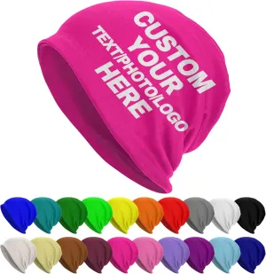 Custom Beanie for Men Women Customized Beanies Design Your Own Text/Photo/Logo/Image/Name/Picture Personalized Skull Cap