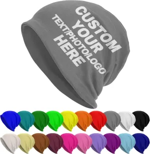 Custom Beanie for Men Women Customized Beanies Design Your Own Text/Photo/Logo/Image/Name/Picture Personalized Skull Cap