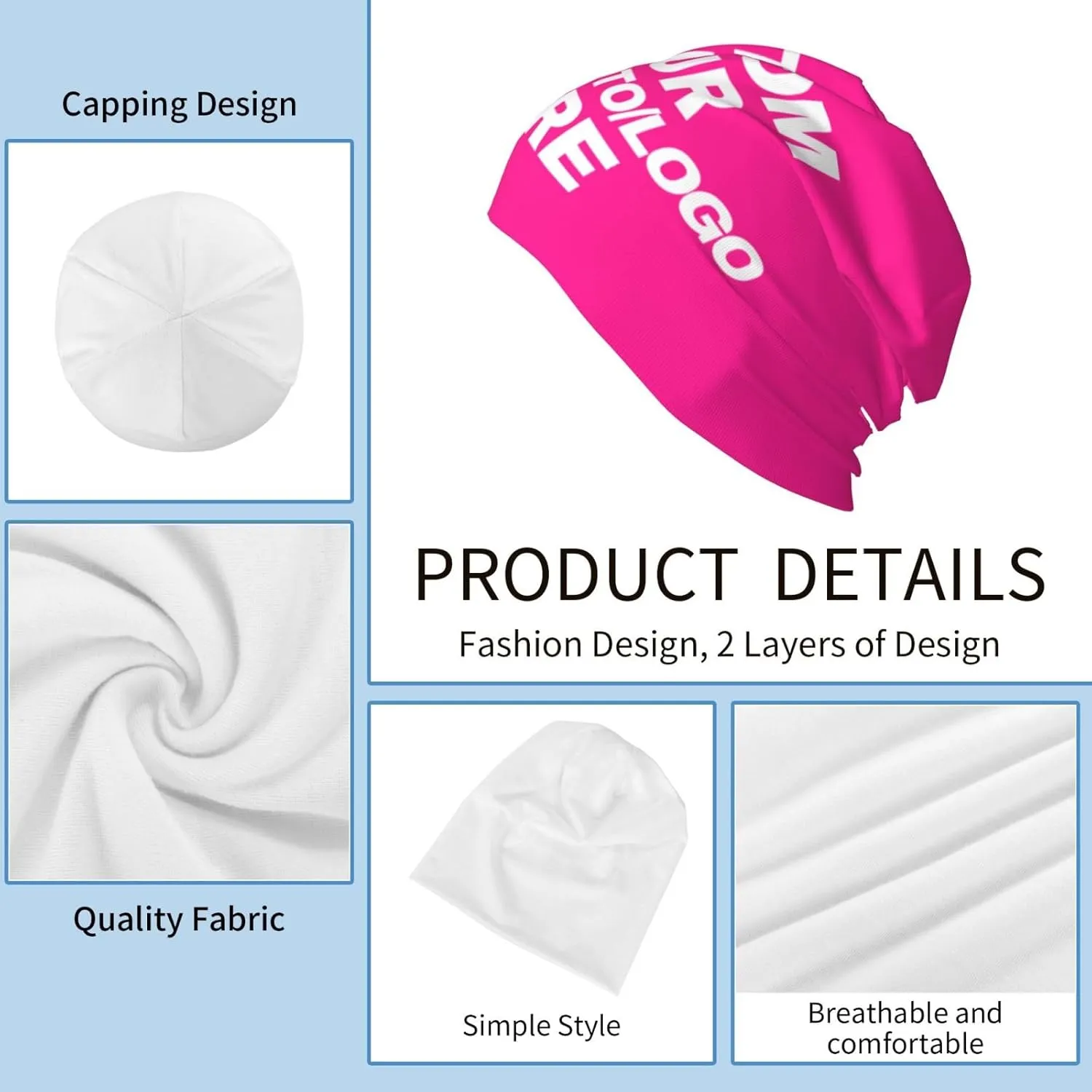 Custom Beanie for Men Women Customized Beanies Design Your Own Text/Photo/Logo/Image/Name/Picture Personalized Skull Cap