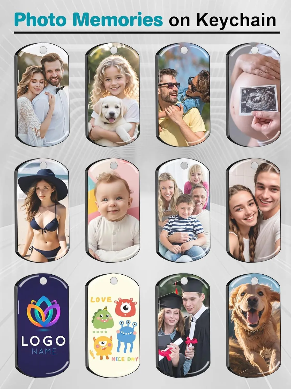 Custom Keychain with Picture - Personalized Photo LOGO Text Customized Key Chain for Boyfriend Dad Men Gifts