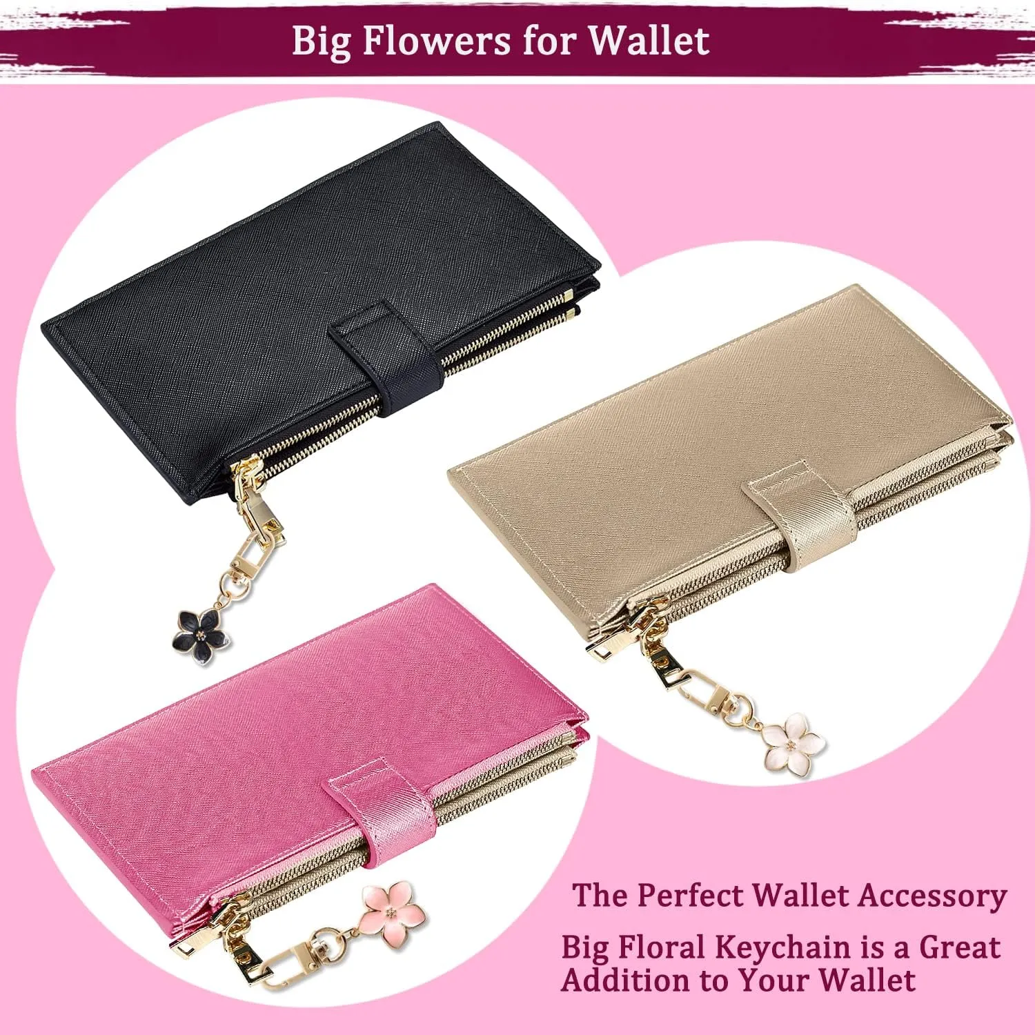 Cute Flower keychains for Women, Aesthetic Keychain Charms, Bag  Purse Charms for Handbags  Backpacks Accessories