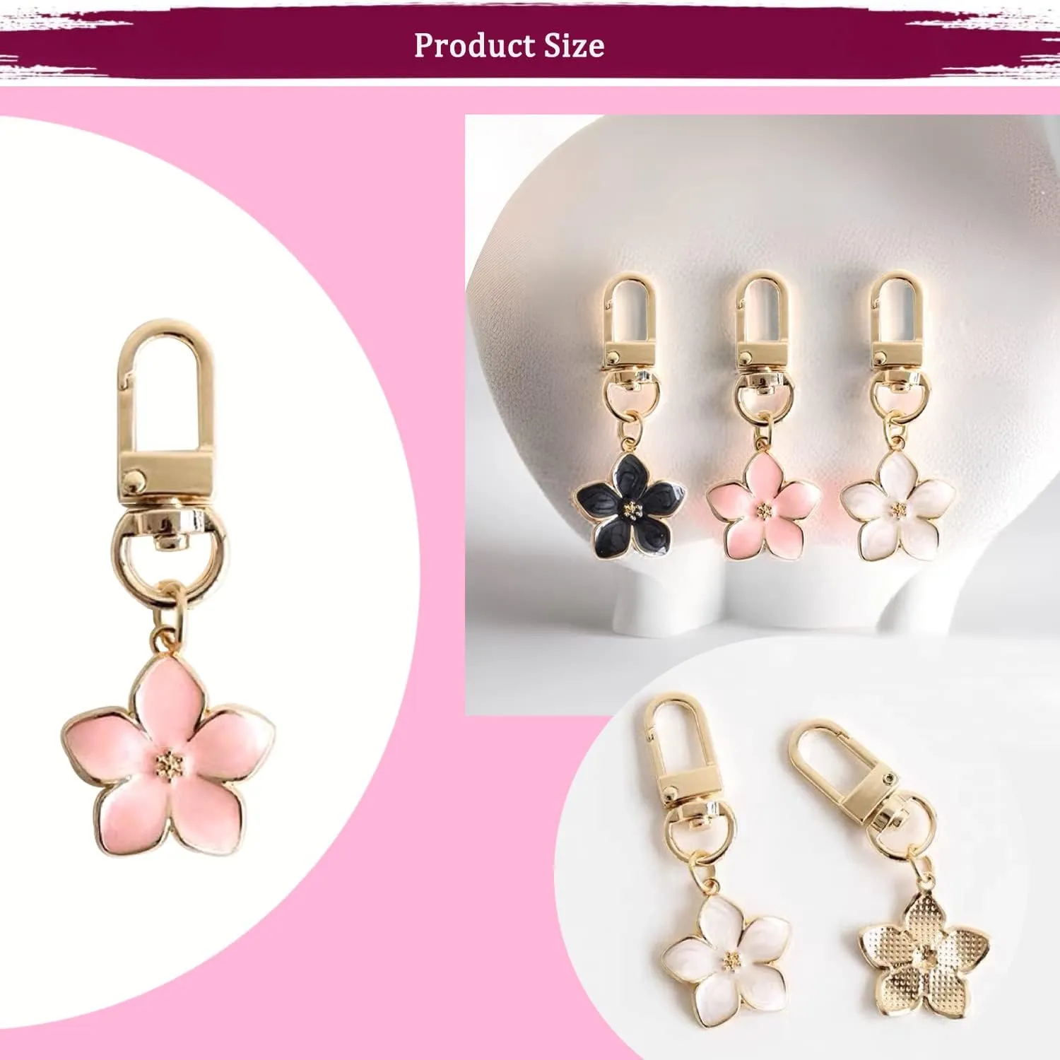 Cute Flower keychains for Women, Aesthetic Keychain Charms, Bag  Purse Charms for Handbags  Backpacks Accessories