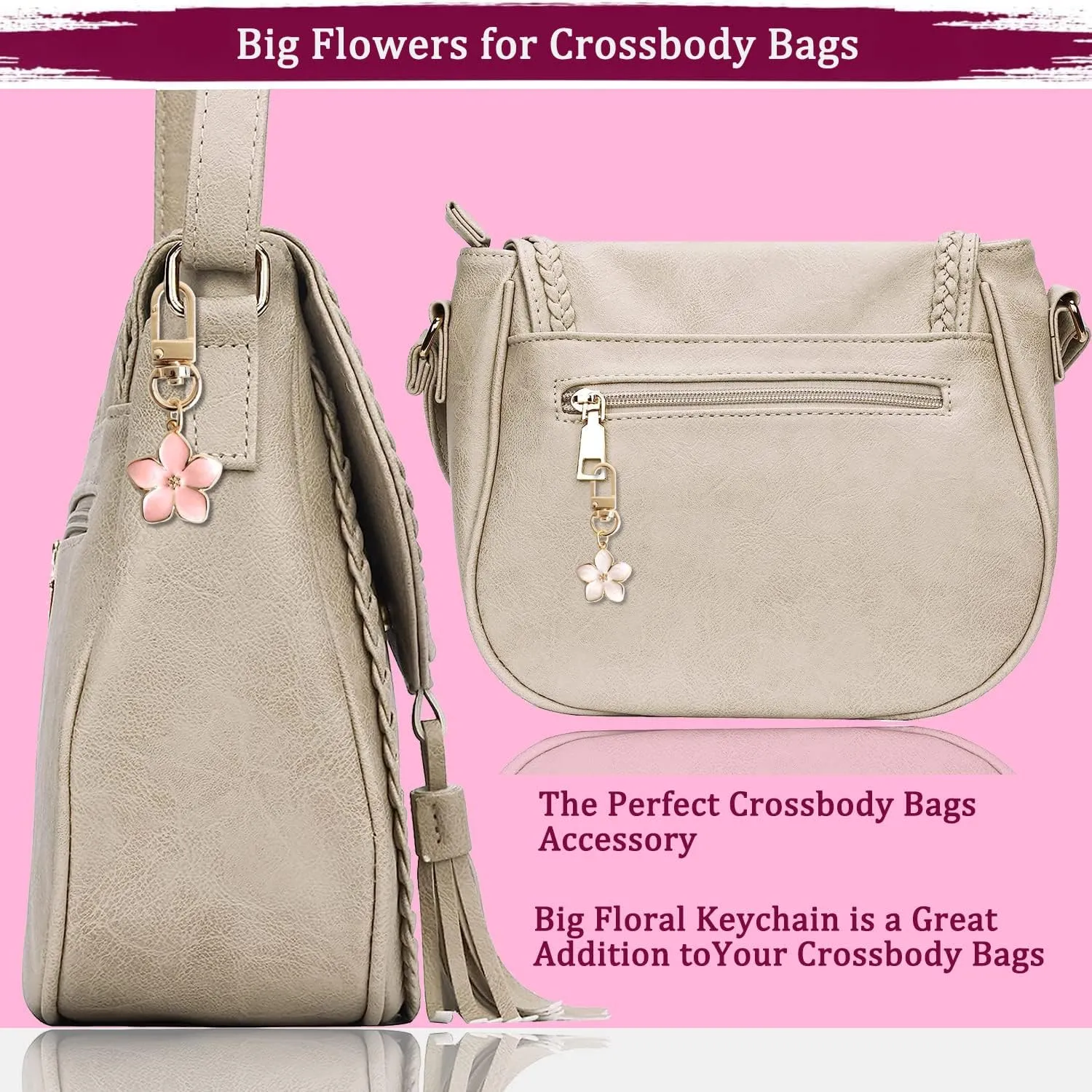 Cute Flower keychains for Women, Aesthetic Keychain Charms, Bag  Purse Charms for Handbags  Backpacks Accessories
