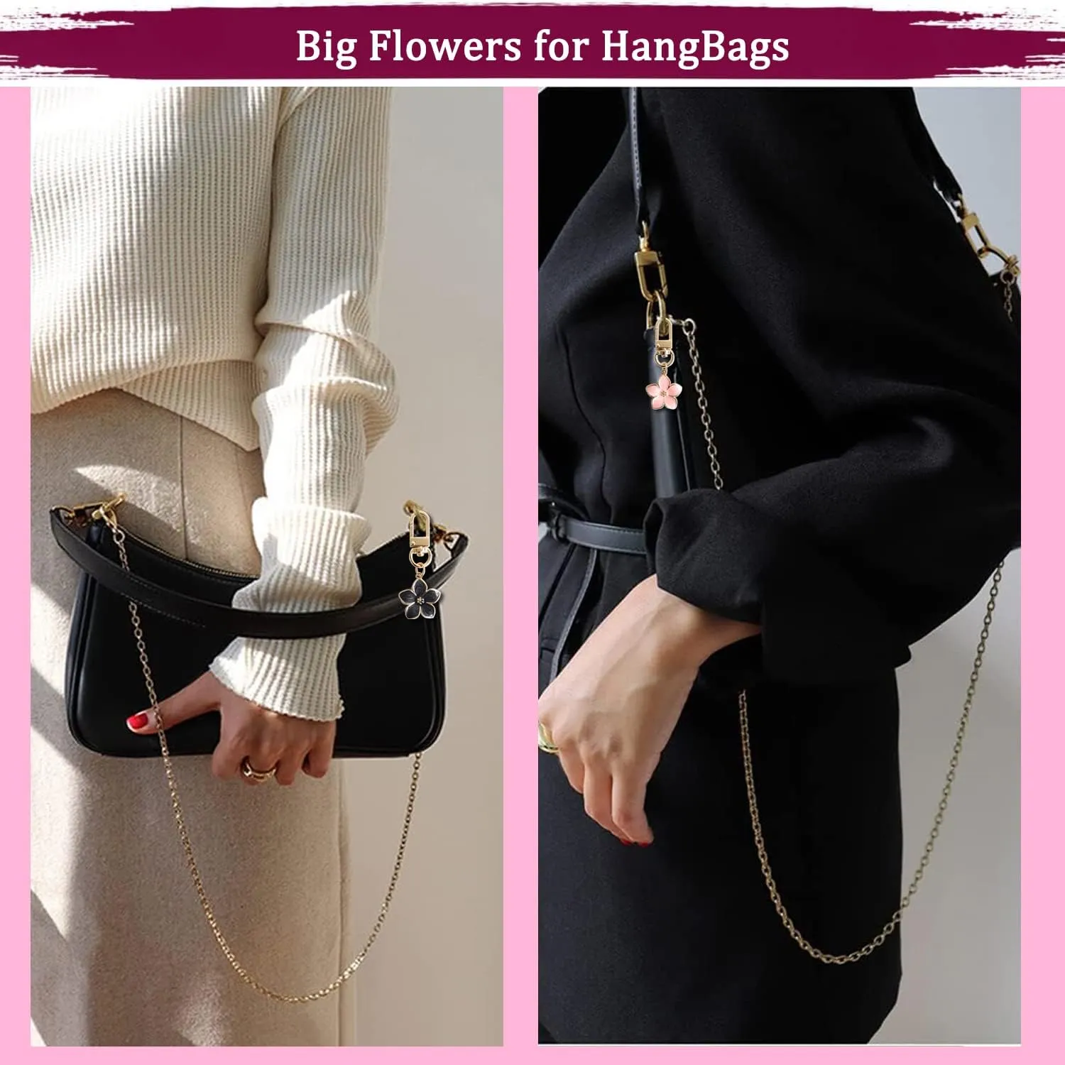 Cute Flower keychains for Women, Aesthetic Keychain Charms, Bag  Purse Charms for Handbags  Backpacks Accessories