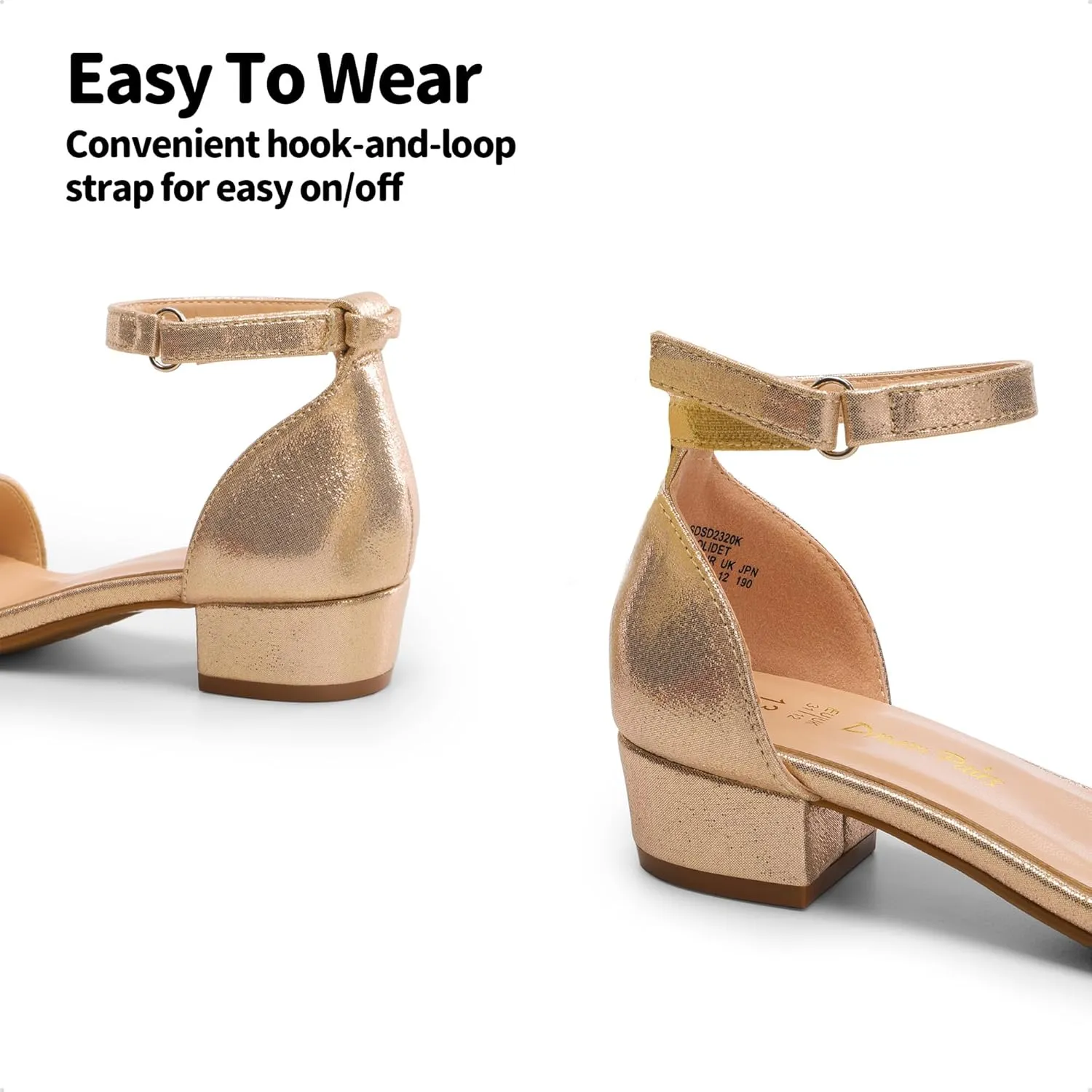 DREAM PAIRS Girls Sandals Low Heel Dress Pump Ankle Strap Interchangeable Bow Flower Wedding Party Shoes for Little Kid/Big Kid