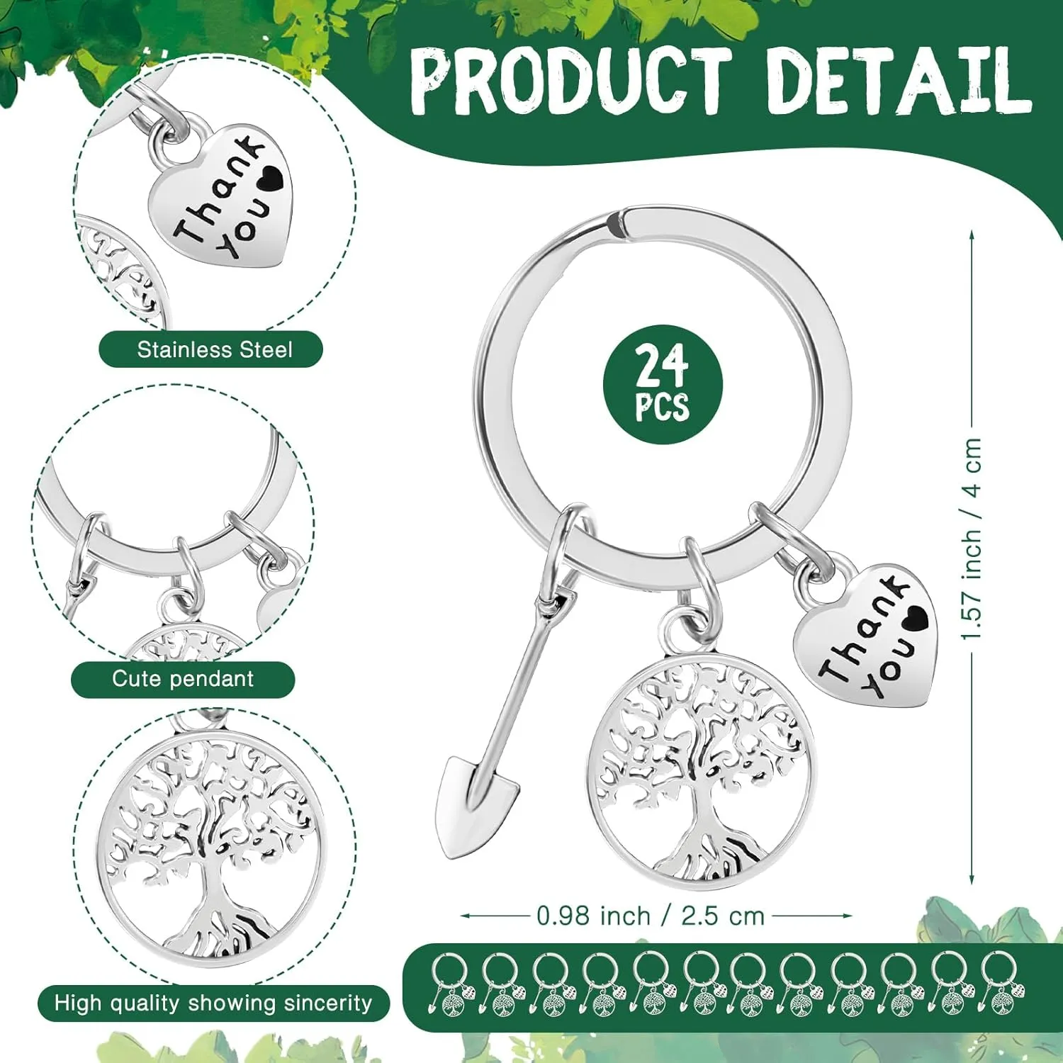 Earth Day Party Favors Tree Keychain Bulk Thank You Gift Ornament Save the Planet Accessories for 2025 Green Week