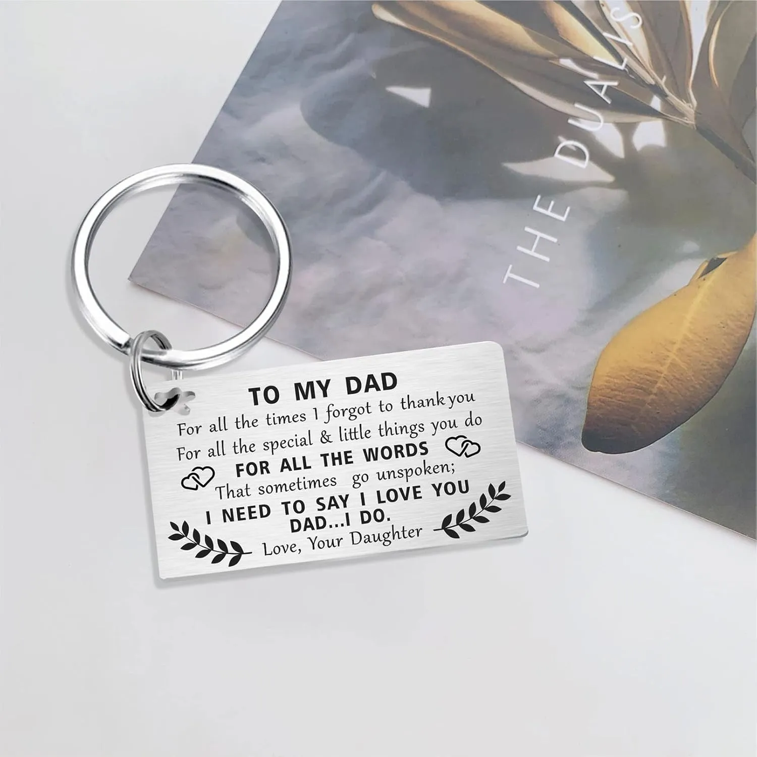 Fathers Day Gift - I Love You Dad Engraved Keychain - Thank You Dad Key Chain Keyring from Daughter Son
