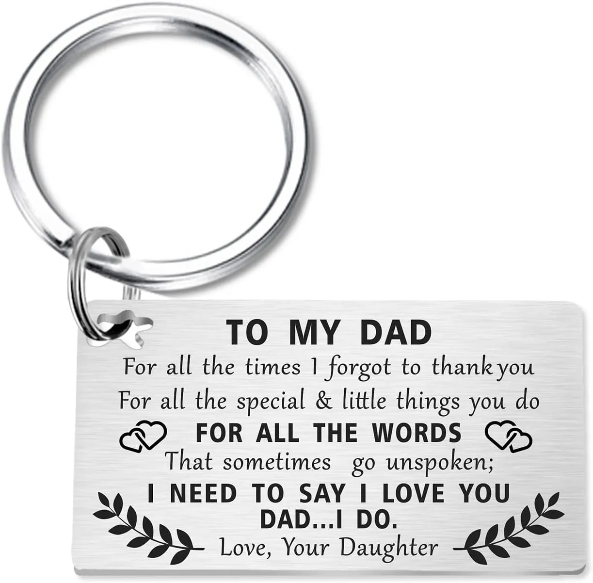 Fathers Day Gift - I Love You Dad Engraved Keychain - Thank You Dad Key Chain Keyring from Daughter Son
