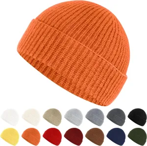 Fisherman Beanie for Men Women Cuff Wool Short Beanies Winter Warm Hat