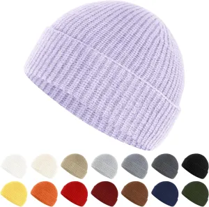 Fisherman Beanie for Men Women Cuff Wool Short Beanies Winter Warm Hat