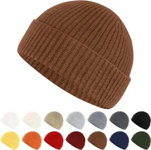 Fisherman Beanie for Men Women Cuff Wool Short Beanies Winter Warm Hat
