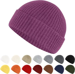 Fisherman Beanie for Men Women Cuff Wool Short Beanies Winter Warm Hat