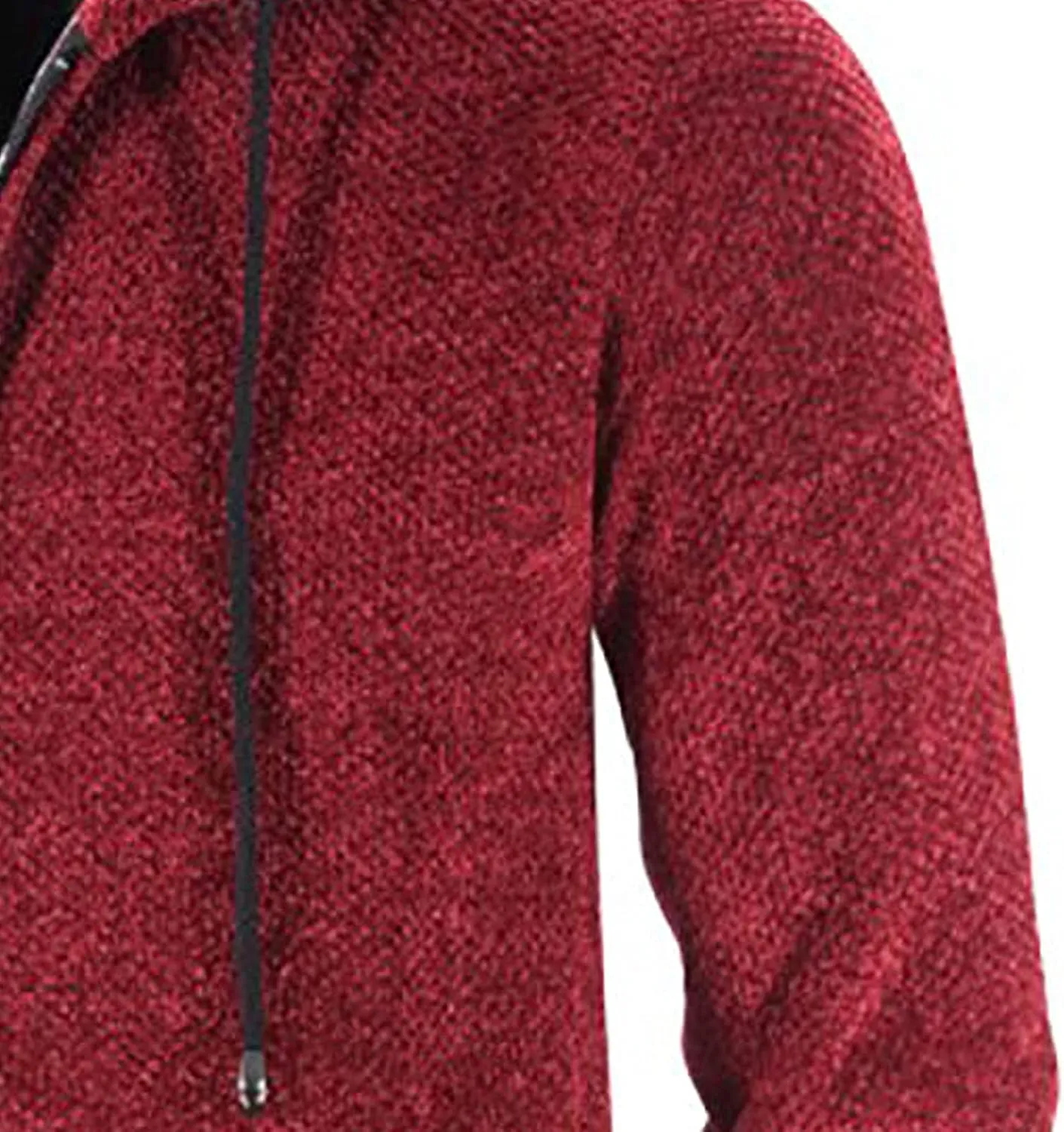Fleece Lined Jackets for Men Winter Hooded Coats Mid Length Cardigan Sweaters Long Sleeve Tops Warm Pocket Outerwear