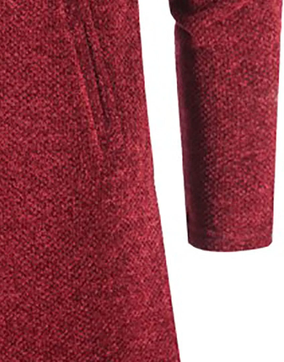 Fleece Lined Jackets for Men Winter Hooded Coats Mid Length Cardigan Sweaters Long Sleeve Tops Warm Pocket Outerwear
