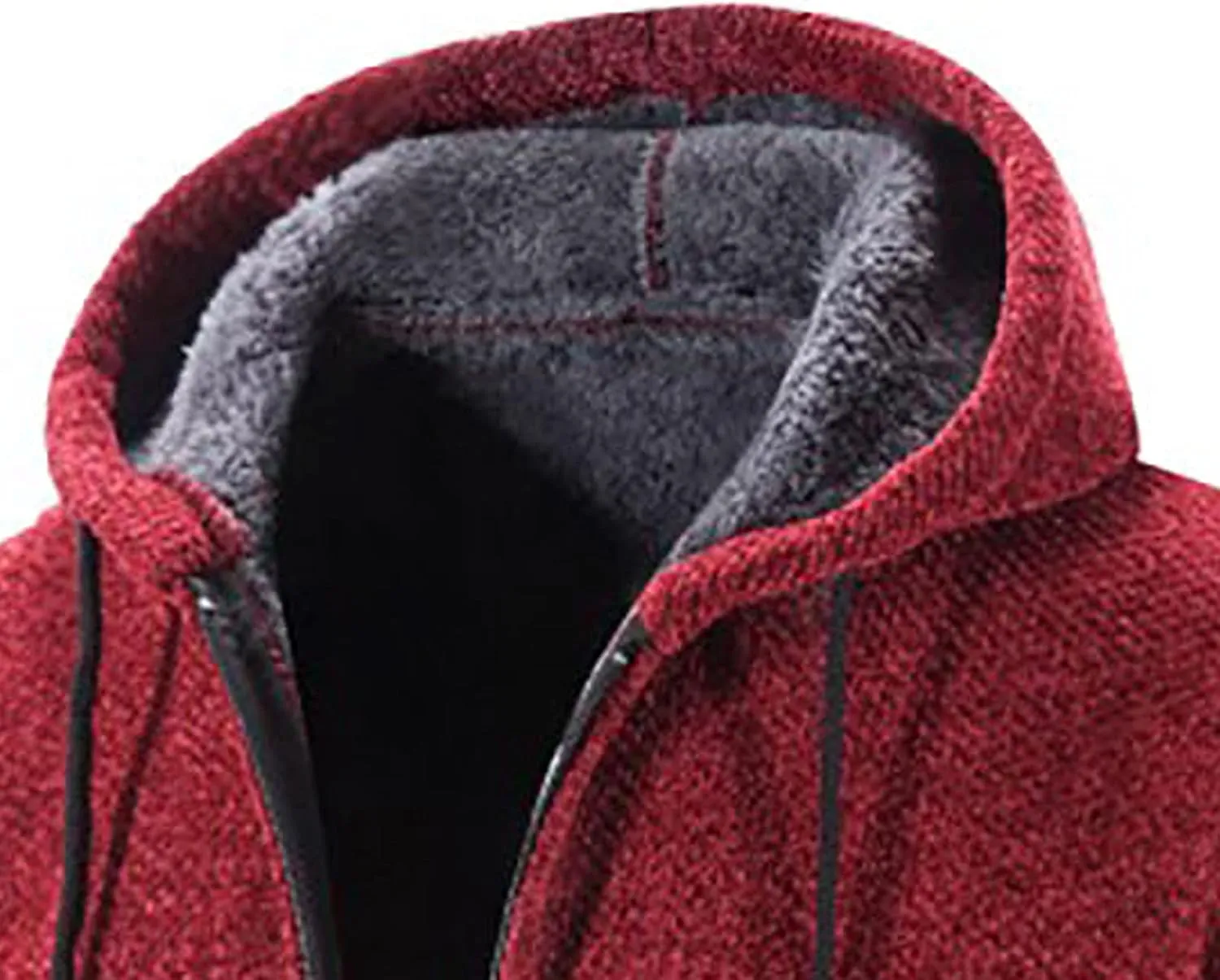 Fleece Lined Jackets for Men Winter Hooded Coats Mid Length Cardigan Sweaters Long Sleeve Tops Warm Pocket Outerwear