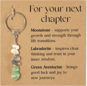 For Your Next Chapter Keychain Good Luck Gifts, Crystal Keychain New Job Gifts, Breakup, Divorce, Retirement, Graduation, Birthday, New Beginnings Present For Women, Positive Vibes Healing