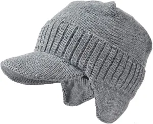 FORBUSITE Men Knit Beanie Visor Cap for Winter Women Thick Beanie with A Brim