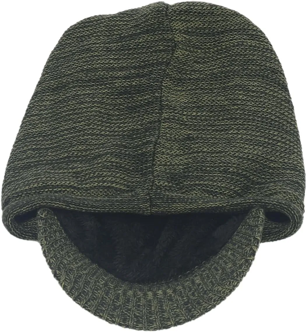 FORBUSITE Men Knit Beanie Visor Cap for Winter Women Thick Beanie with A Brim