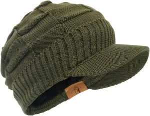 FORBUSITE Men Knit Beanie Visor Cap for Winter Women Thick Beanie with A Brim