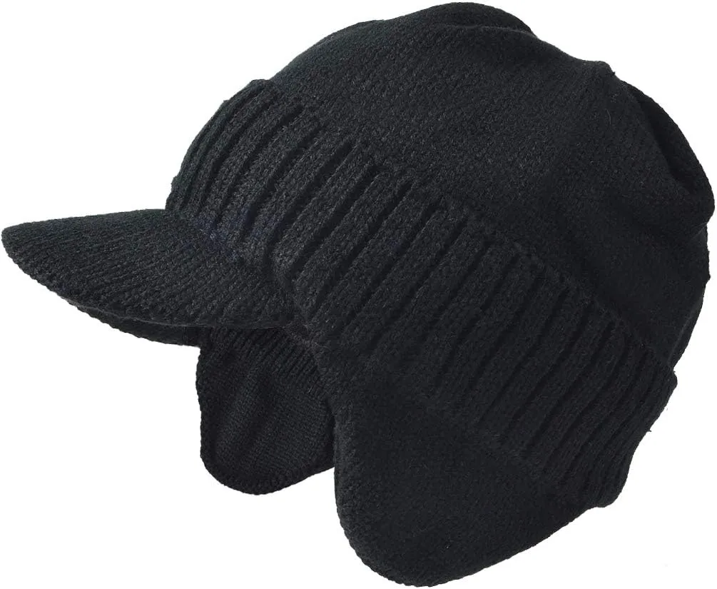 FORBUSITE Men Knit Beanie Visor Cap for Winter Women Thick Beanie with A Brim