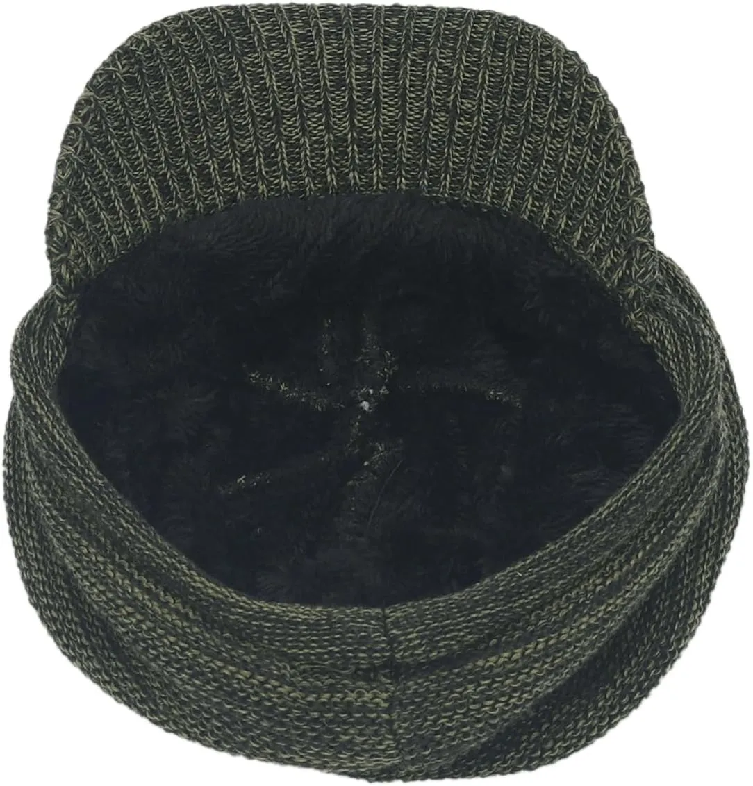 FORBUSITE Men Knit Beanie Visor Cap for Winter Women Thick Beanie with A Brim