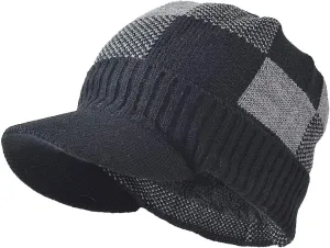FORBUSITE Men Knit Beanie Visor Cap for Winter Women Thick Beanie with A Brim