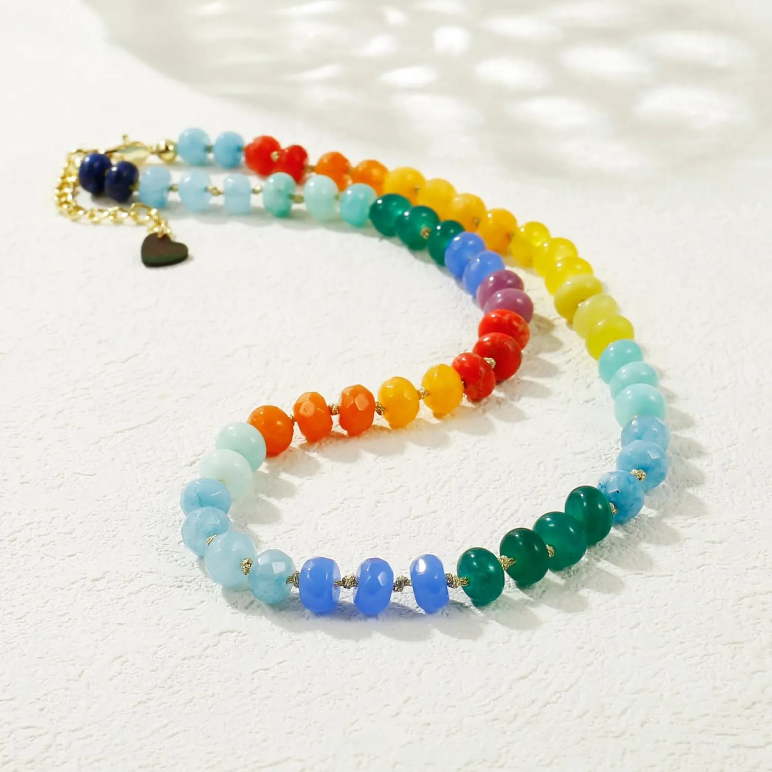 Gemstone Beaded Necklace for Women Colorful Natural Stone Freshwater Pearl Surfer Beach Rainbow Necklace Jewelry Gift