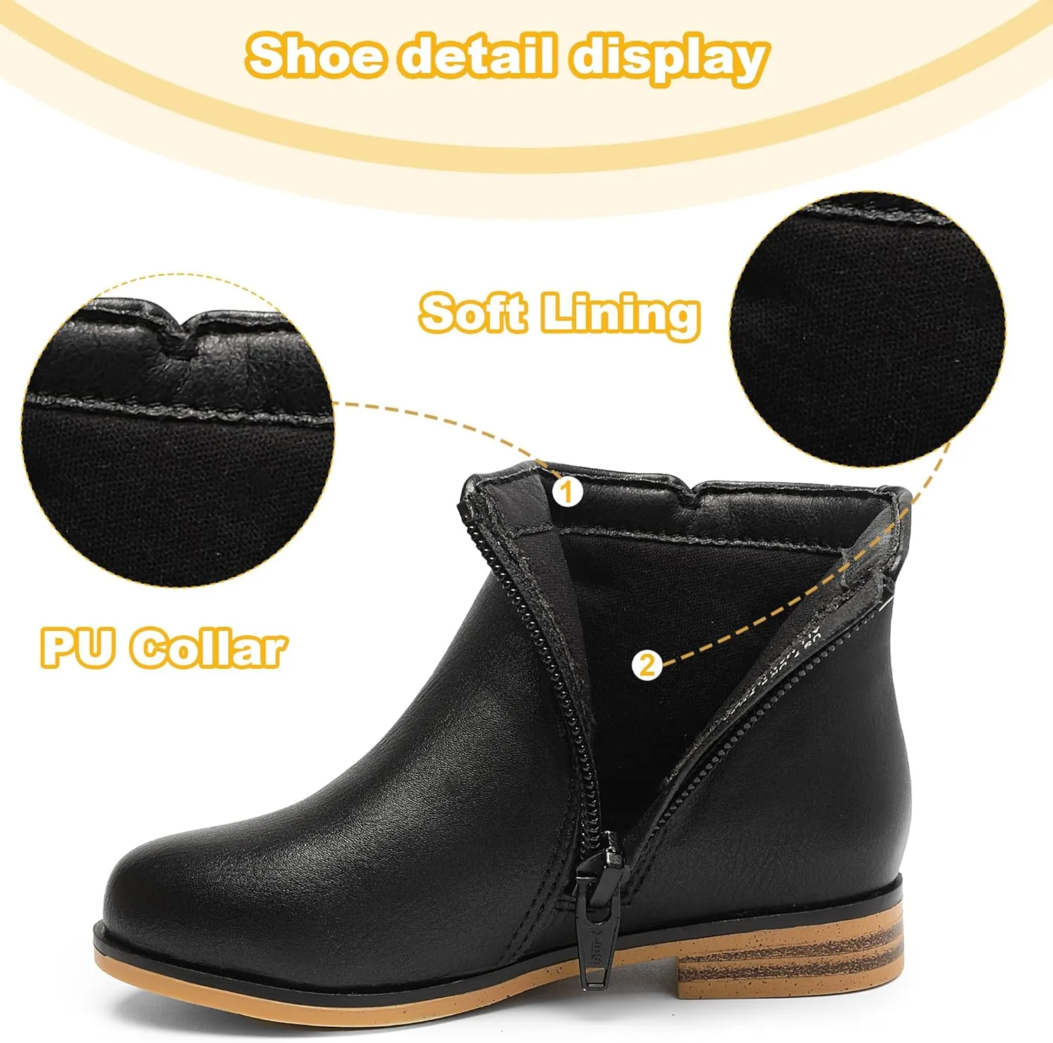 Girls Ankle Boots for Kids - Side Zipper Booties, Fashion Short Suede Low Heels