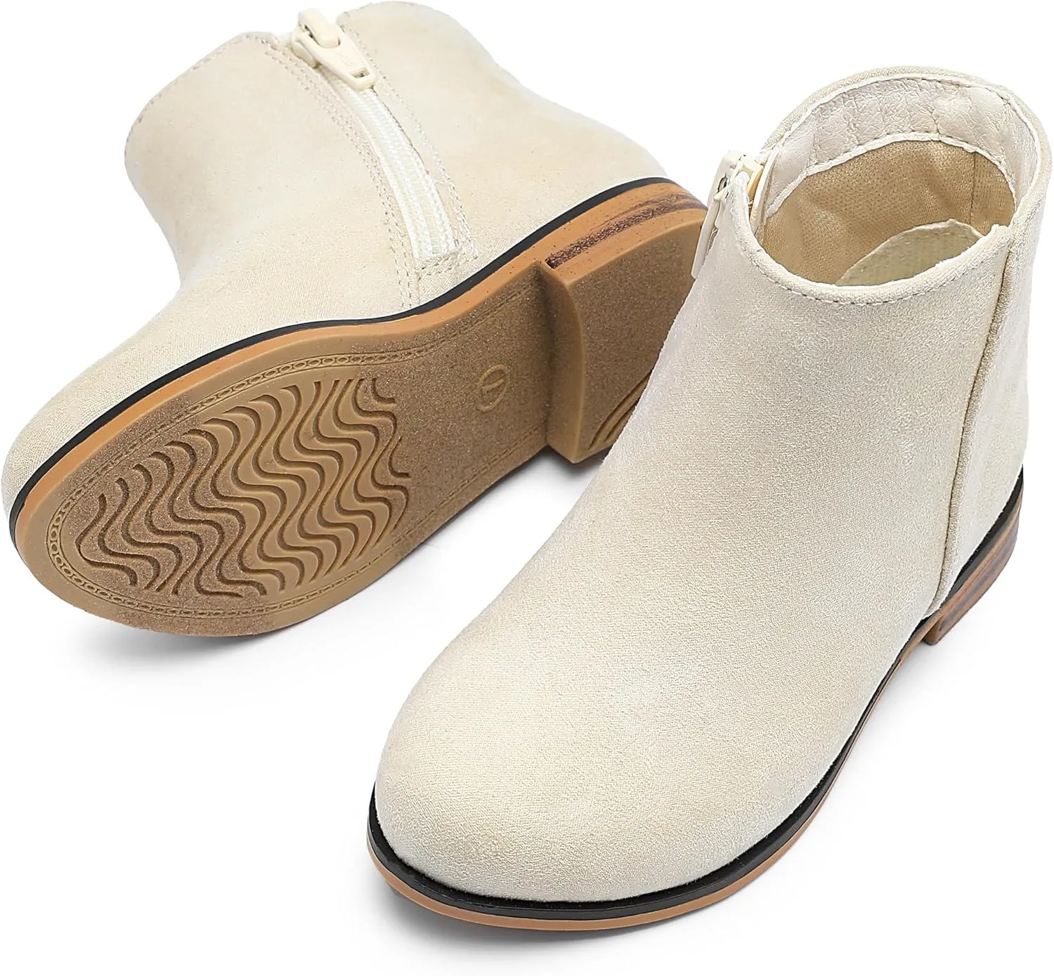 Girls Ankle Boots for Kids - Side Zipper Booties, Fashion Short Suede Low Heels