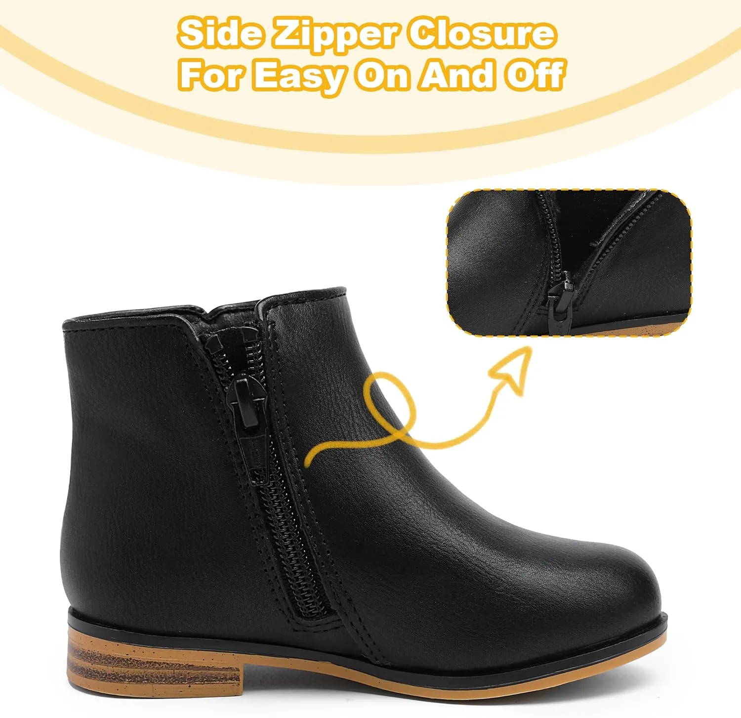 Girls Ankle Boots for Kids - Side Zipper Booties, Fashion Short Suede Low Heels