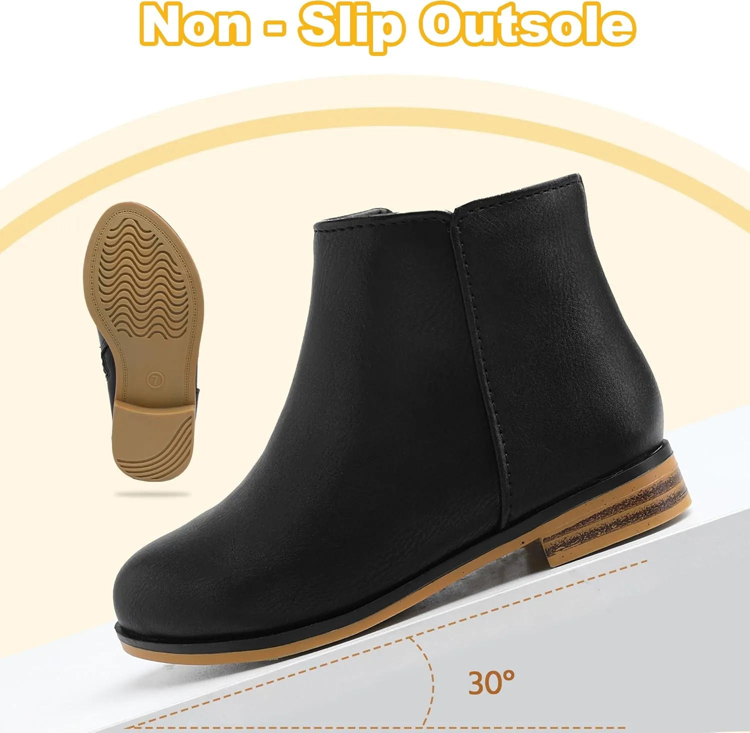 Girls Ankle Boots for Kids - Side Zipper Booties, Fashion Short Suede Low Heels