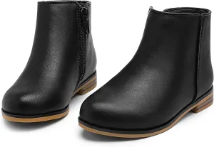Girls Ankle Boots for Kids - Side Zipper Booties, Fashion Short Suede Low Heels