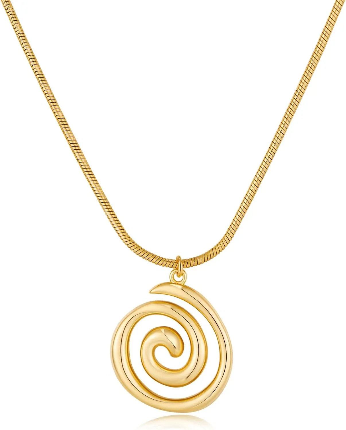 Gold Statement Necklaces for Women - Boho Beach Spiral Swirl Conch Pendants Necklaces, Trendy Statement Jewelry | Summer Beach Waterproof Jewelry Gifts