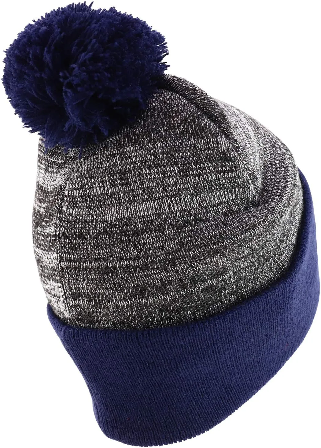 Heather Pom Pom Cuff Long Winter Beanie Hat