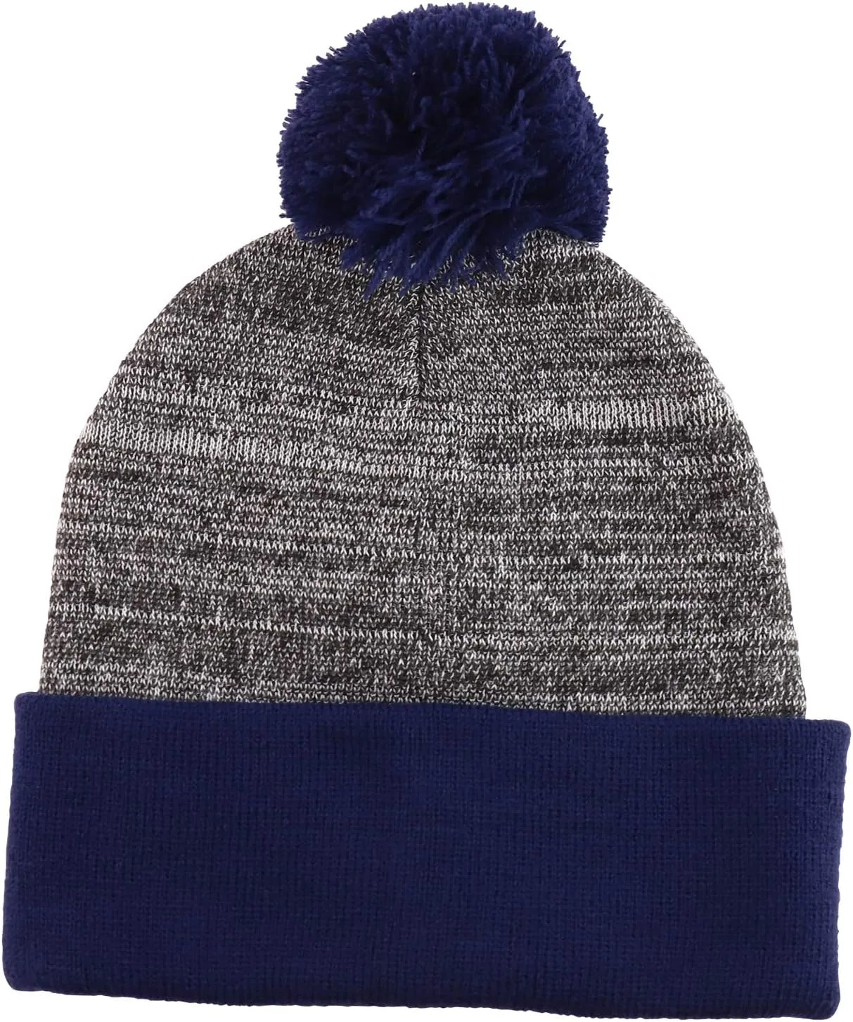 Heather Pom Pom Cuff Long Winter Beanie Hat