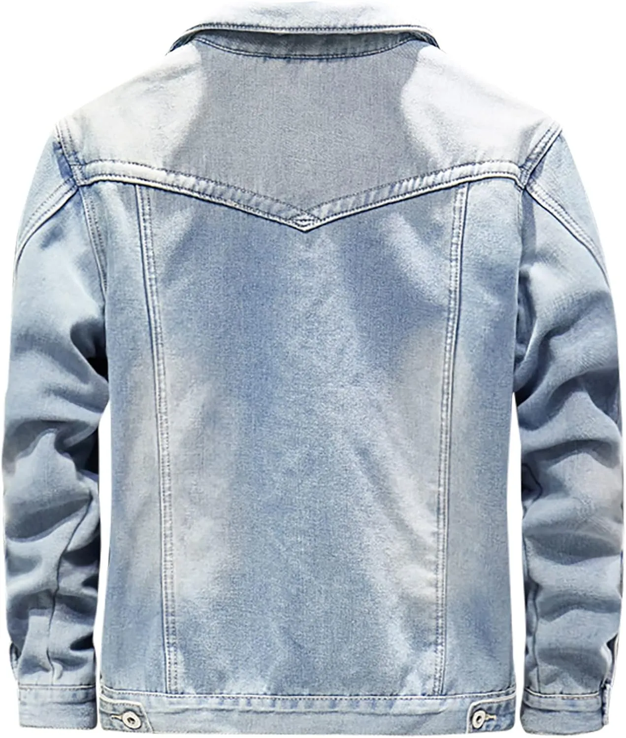 hlysgo Men's Denim Jacket Lapel Sherpa Fleece Lined Thicken Denim Jean Trucker Jacket Coats Slim Casual Jean Jacket Unisex