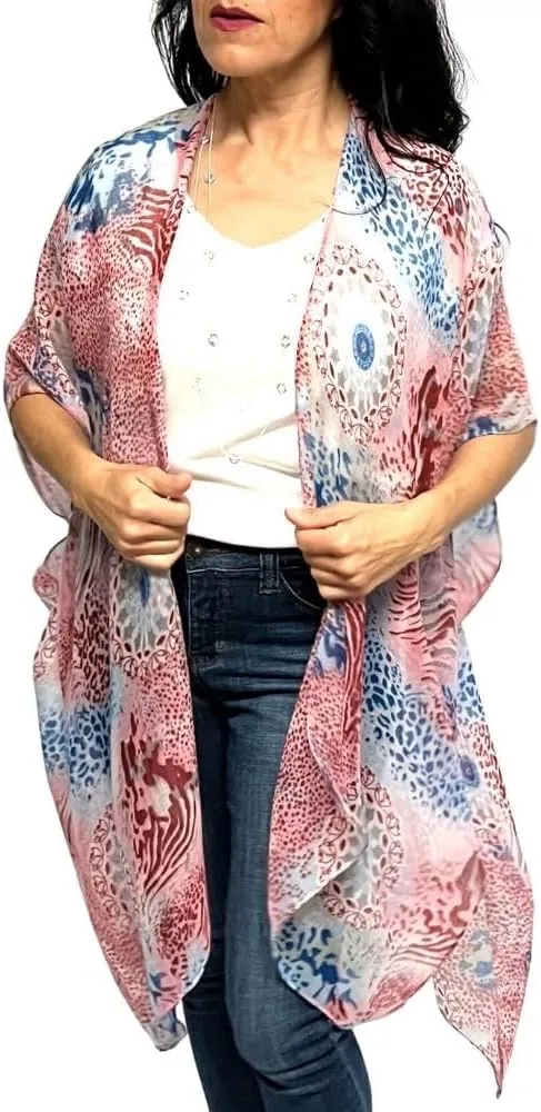 Humble Hilo Womens Kimono Cardigan Sleeveless Lightweight Cover Up Casual & Flowy