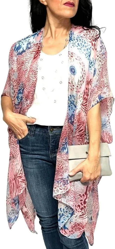 Humble Hilo Womens Kimono Cardigan Sleeveless Lightweight Cover Up Casual & Flowy