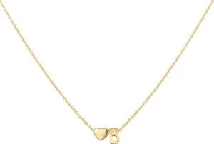 Initial Heart Necklace 18K Gold Plated Stainless Steel Tiny Heart Letter Necklace Personalized Monogram Name Necklace for Women