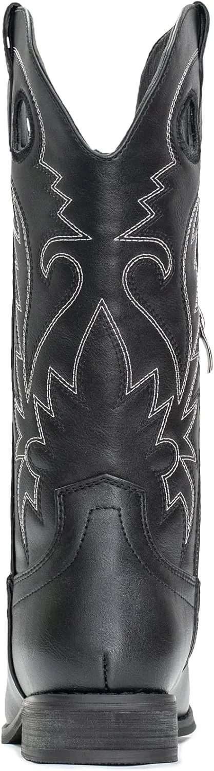 IUV Cowboy Boots for Boys Girls Western Square Toe Cowgirl Boots Mid Calf Riding Shoes (Toddler/Little Kid/Big Kid)