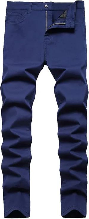 JE&NS Men's Stretch Slim Fit Flat-Front Casual Skinny Chinos Plaid Dress Pants