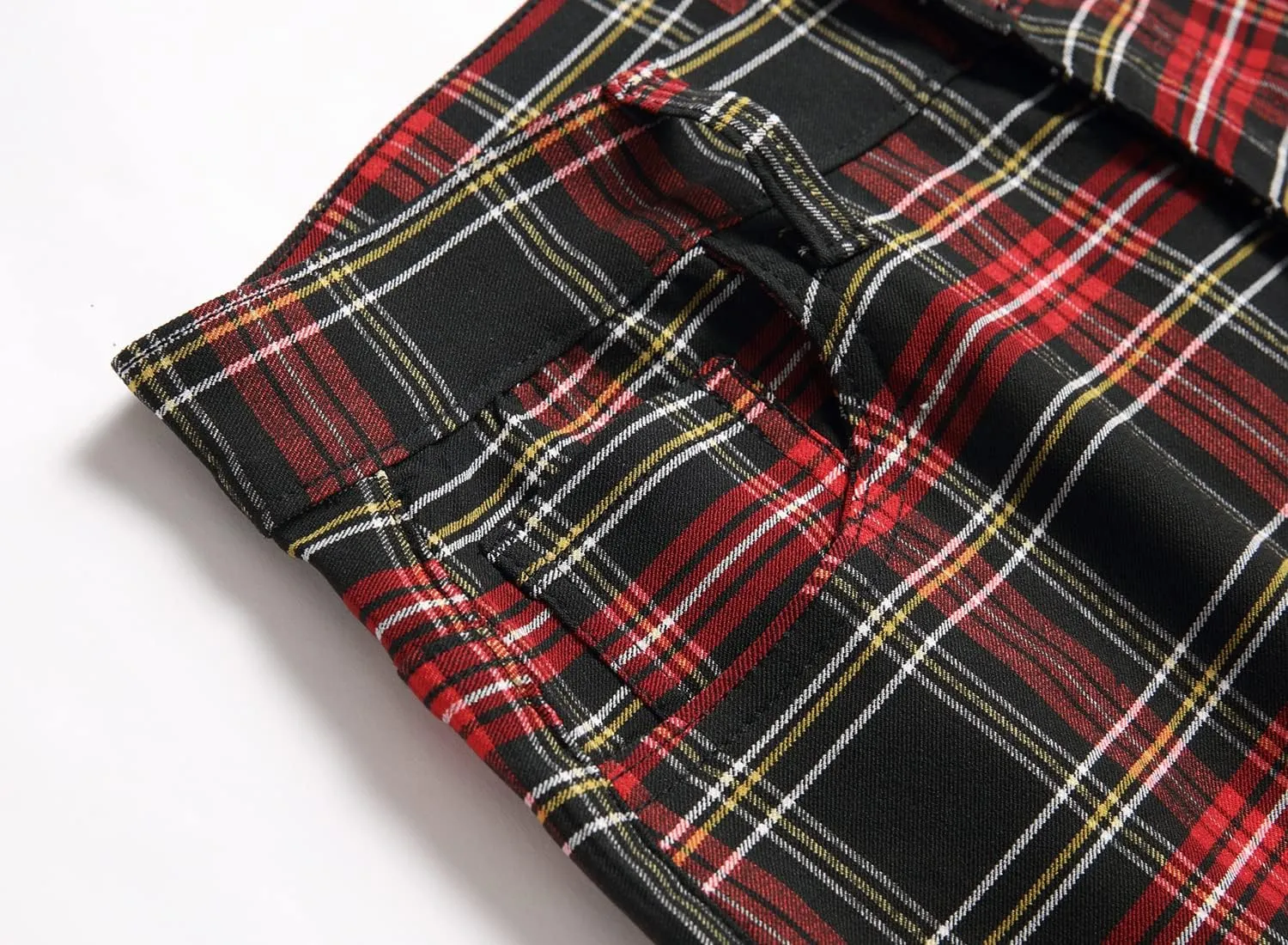JE&NS Men's Stretch Slim Fit Flat-Front Casual Skinny Chinos Plaid Dress Pants