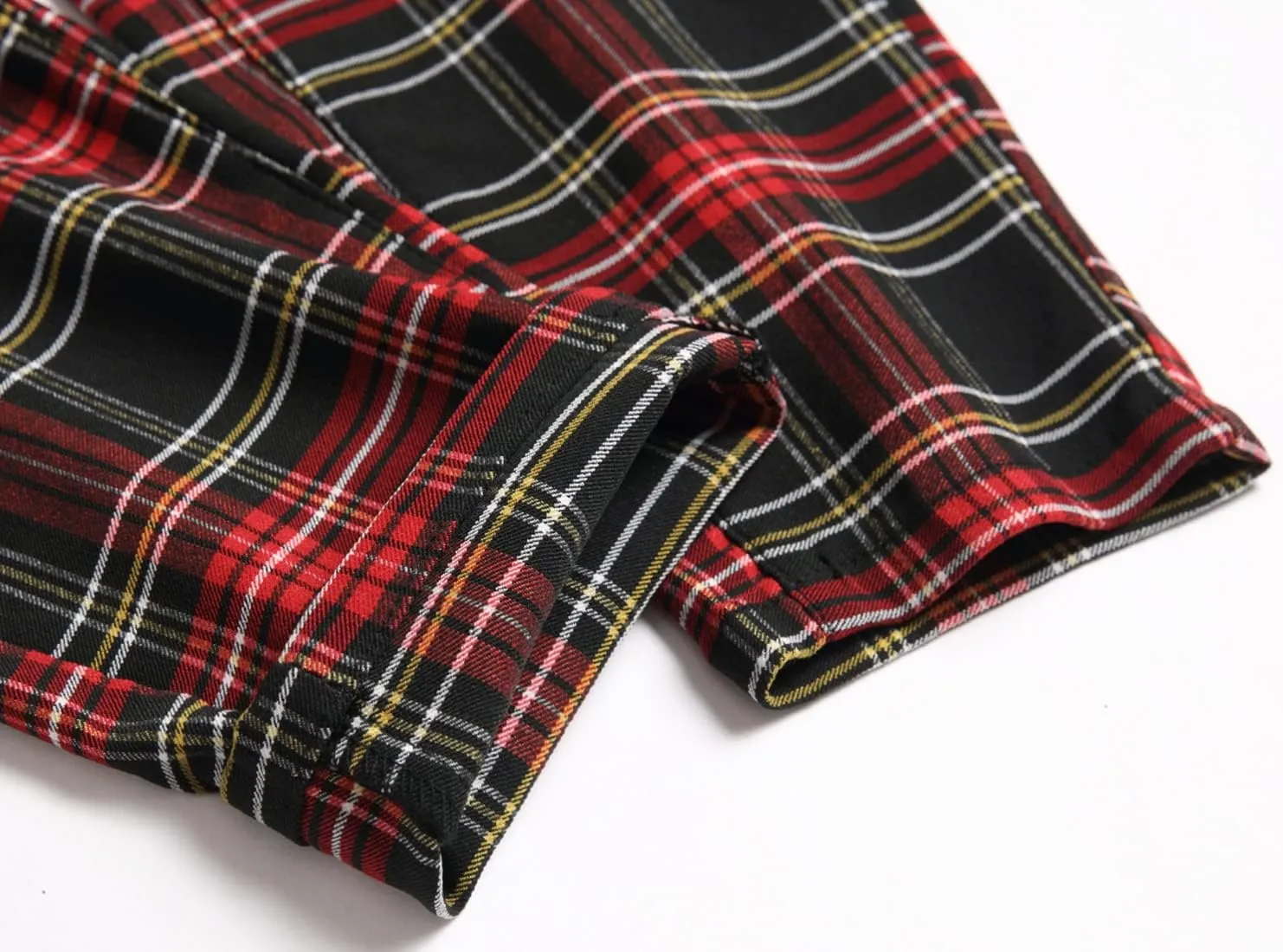 JE&NS Men's Stretch Slim Fit Flat-Front Casual Skinny Chinos Plaid Dress Pants