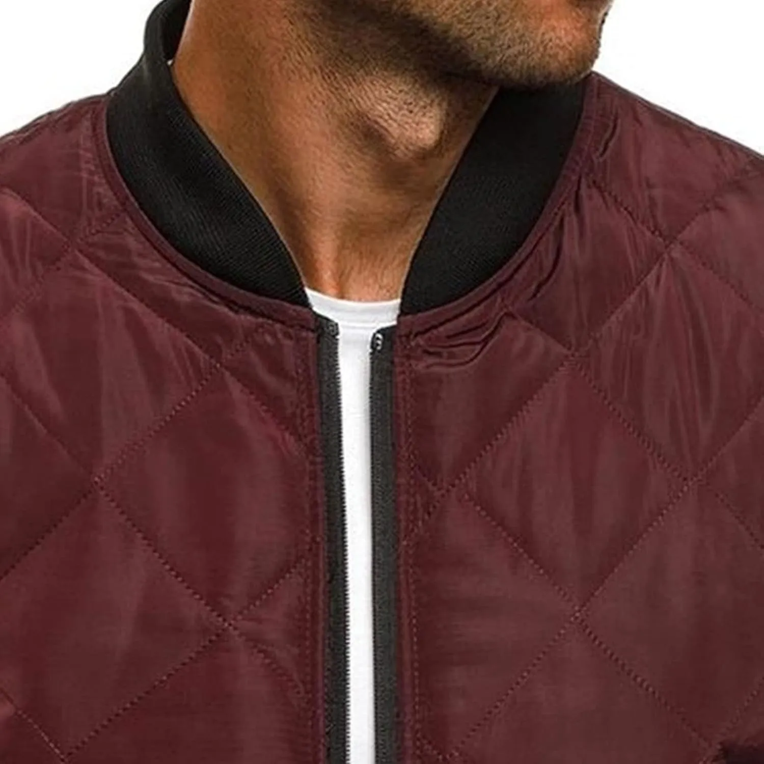 JEsilunmaMY Men's Quilted Jacket Diamond Winter Coat Zip Up Solid Color Bomber Padded Jacket Lightweight Cotton Windbreaker